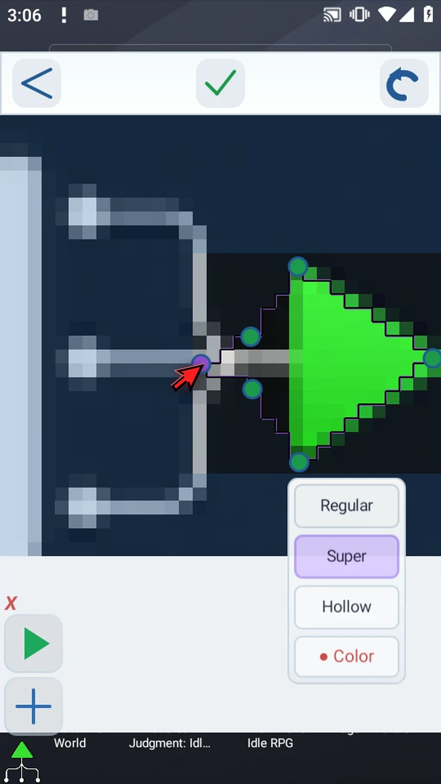 Asset Creation step 12: Position the remaining points around the lower edge and the white branch. More points let you follow a more detailed outline. Pixels outside the custom shape will become transparent.