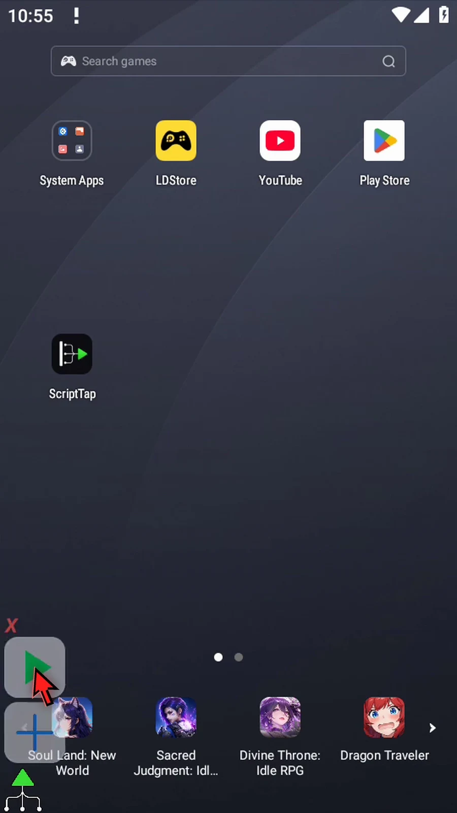 UseAction: DeviceNav step 17: Device Nav returns to the Android home screen. The script finishes automatically after dispatching the navigation action.